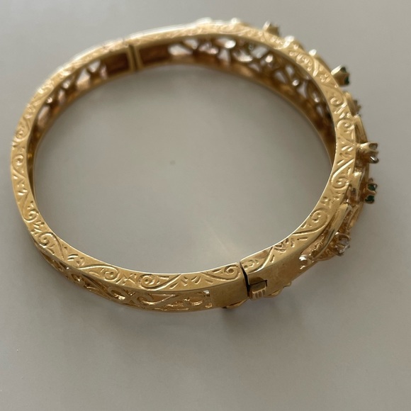 Antique 14 k gold emerald and diamond bracelet - Picture 10 of 16